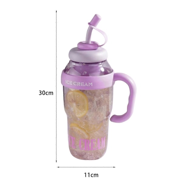 1300ML Vannflaske med Håndtak Lokk Sugerør Lekkasjesikker Drikkekopp BPA-Fri Varmebestandig Bærbar 1300ML Purple