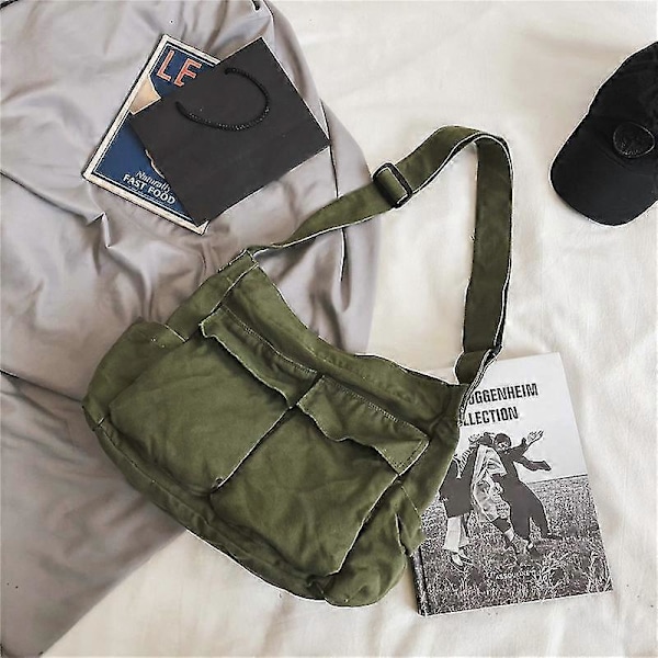 Damer Canvas Bag Studenter Stor -kapasitet Fritid green