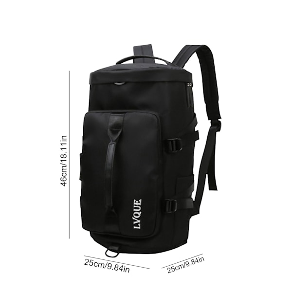 Gym Bag for Kvinner Sports Duffel Bag Reise Ryggsekk Weekend Overnight Bag med Sko-rom Black