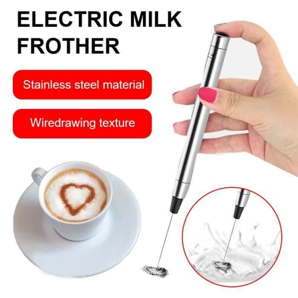 Mælkeskummer - MOMOTOU - Bærbar Elektrisk - Rustfrit Stål - Batteridrevet - 20x2.3 cm