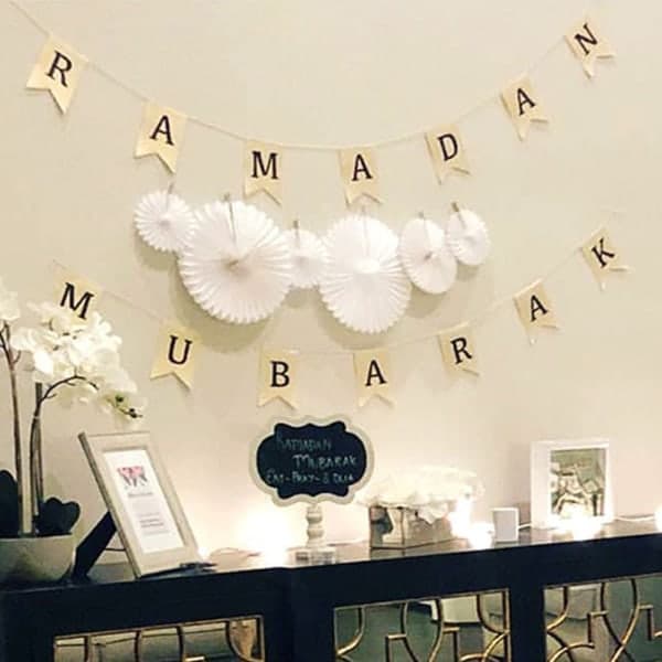 Ramadan Kareem Ornament Eid Mubarak Linnebanderoll