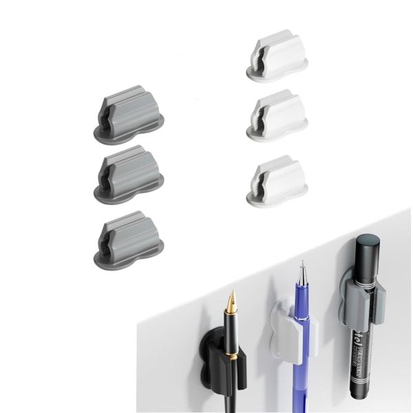 6 Pack Upgraded Pen Holder, Self Adhesive Pen Holder for Desk and Wall, Marker Holder, Pen Holder, Clipboard Pen Holder