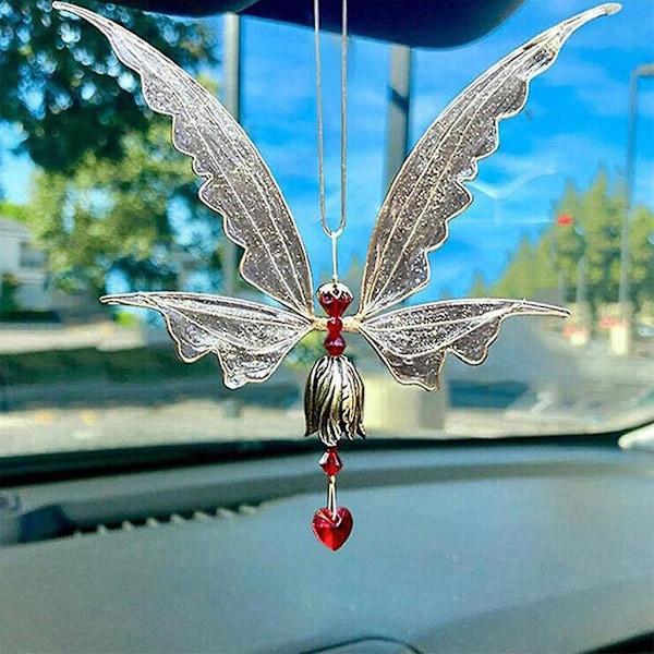 Luova keiju tuulikello siipi tuulikello viehätys taide käsityöt lahja Red