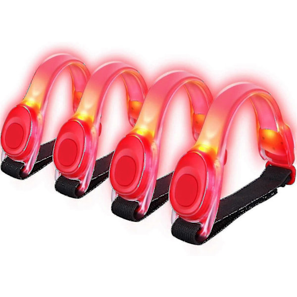 4 stk. LED-armbånd Refleks LED-armbånd til løb og jogging Red