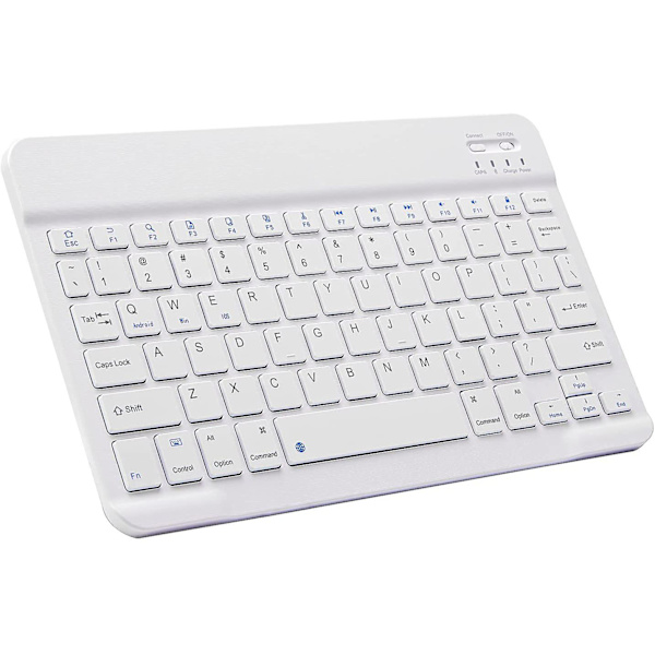 Bluetooth-tangentbord, Ultratunt Rechargerbart Trådlöst Bluetooth-tangentbord för Ios, Android, Windows och Mac Kompatibelt med Ipad, Ipad Pro, Iphone och 10 inch White