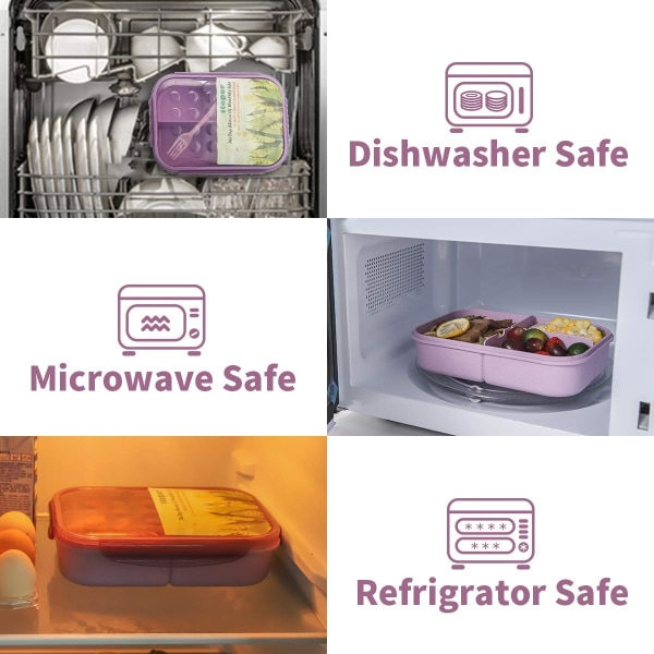 Lunchboks, Naturlig Hvetefiber Material, Sunn Matsikker Lunsjbeholder for Familien