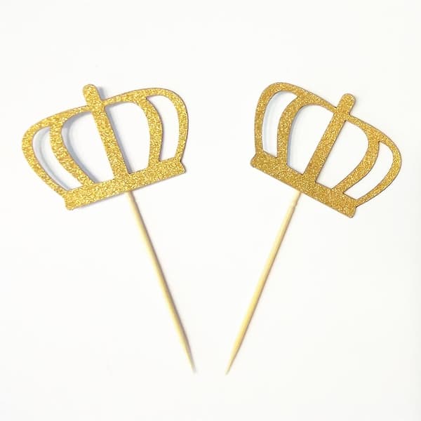20 stk. gullglitter krone cupcake kake topper plukke bryllup brudefest