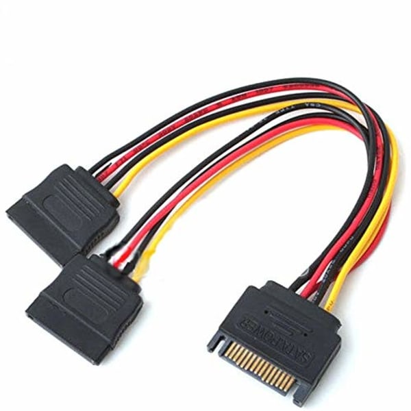 15-pinninen SATA-uros 2 SATA-naaras virtajakokaapeli Y-kaapeli 20 cm