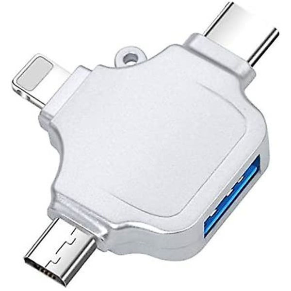 Adapteri, yhteensopiva Android/iPhone/iPad-laitteiden kanssa, Lightning/USB