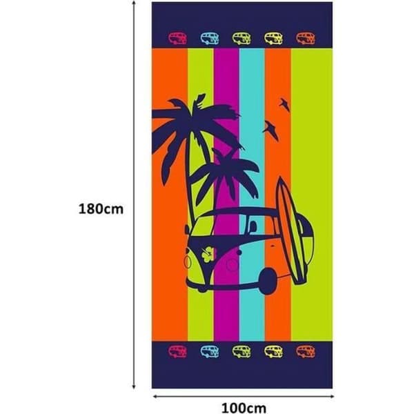 Mikrofiber badehåndklæde 100x180 cm – Trendy print, ultra-absorberende
