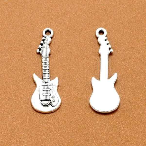 Sølvlegering gitaranheng Charms DIY smykker tilbehør til armbånd nøkkelring-20 stk