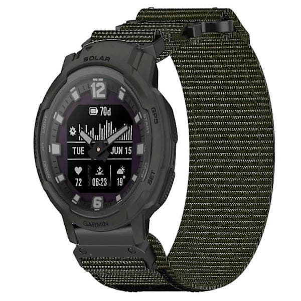 22mm Nylon Urrem Til Garmin Instinct Crossover Solar Army Grøn Army Green