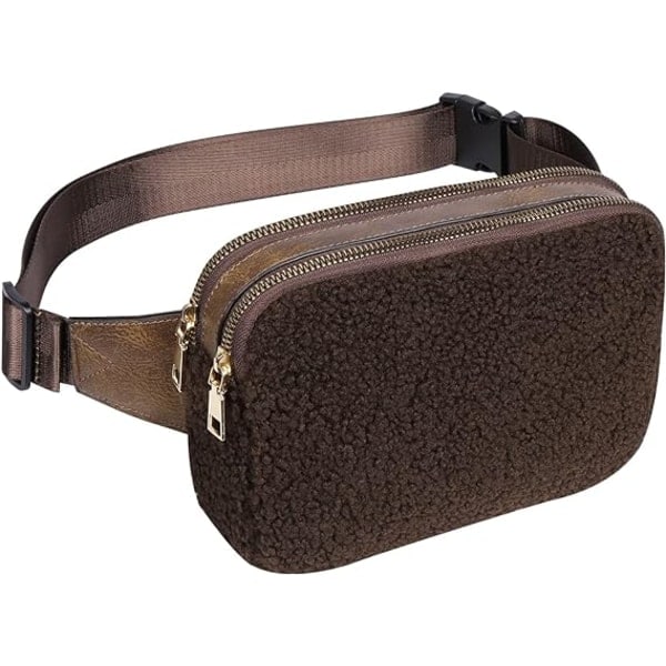 Bumbag för damer, Fanny Pack för kvinnor Svart modeväska för vandring Löpning Promenader dark brown