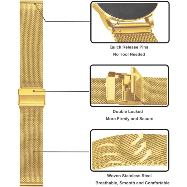 Mesh vævet metal urbånd til mænd og kvinder, universal rem til smarture og Seiko ure 14 mm guld