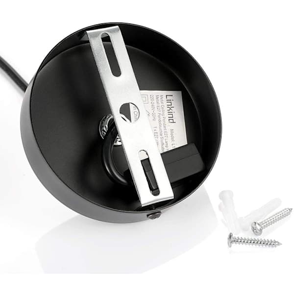 Metal lysekrone, E27 med kabelholder, 100 cm drejelig kabel sort