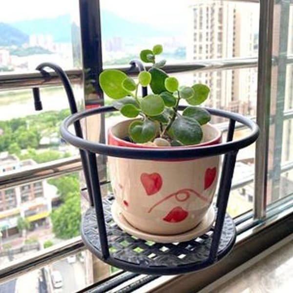 Set med 2 hängande blomkrukor för räcken, mångsidig planteringskorg i järn
