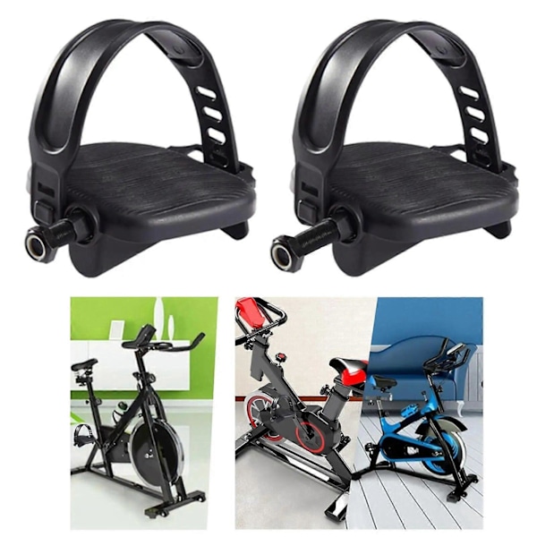 1 Par Cykelpedaler för Träning med Justerbara Remmar Fitnessutrustningstillbehör Long 14mm spindle
