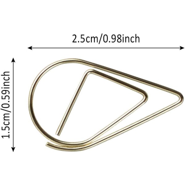 Chudian 150 stk. Vanddråbe Papirklips, Metal Papirklips Klemmer Gyldne Dråbe Papirklips Tåreformede Papirklips til Bøger Fotos Plakater Noter