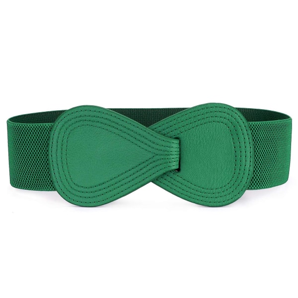 Interlock-spenne 8-formet kunstskinn elastisk belte Cinch midjebånd for damegrønn