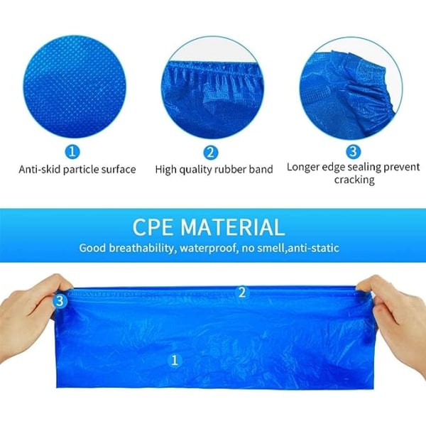 100-pack blå engångsskoöverdrag Cover Vattentätt, dammsäkert, halkfritt, en one size som passar de flesta, skydda dina skor, mattor och golv