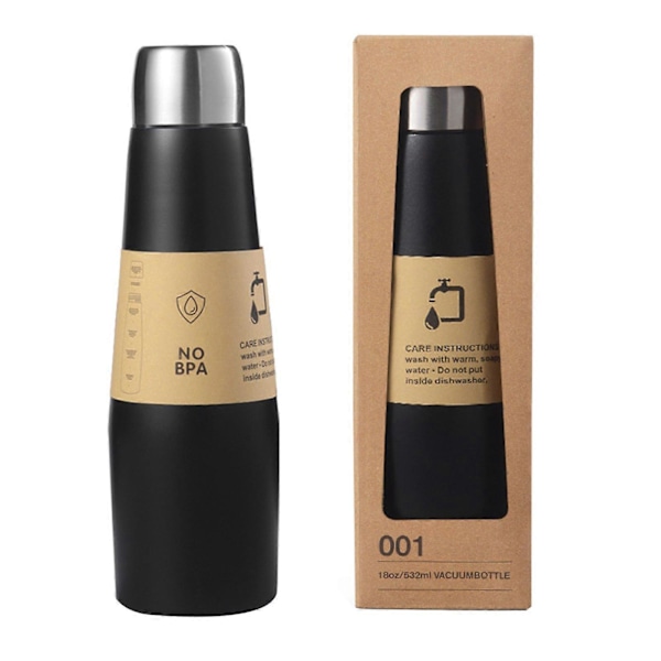 2025 NYHET Gradient 304 Rostfritt Stål Jump Cup Läcksäker Isolerad Vattenflaska 532 ml (18 OZ). black