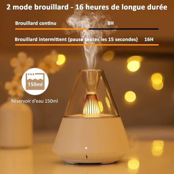 Diffuser til æteriske olier, ultralyds-diffuser, med fjernbetjening, 7 farve lyseffekter, natlys, 150 ml, sort.