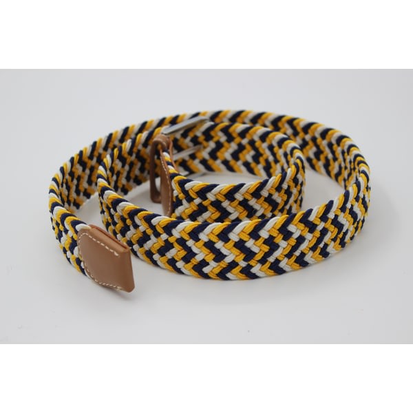41 * 1,3 tum Unisex Elastisk Flätad Stretch Bälte Casual Herr Dam Midjebälte med PU Läder Spänne yellow blue white