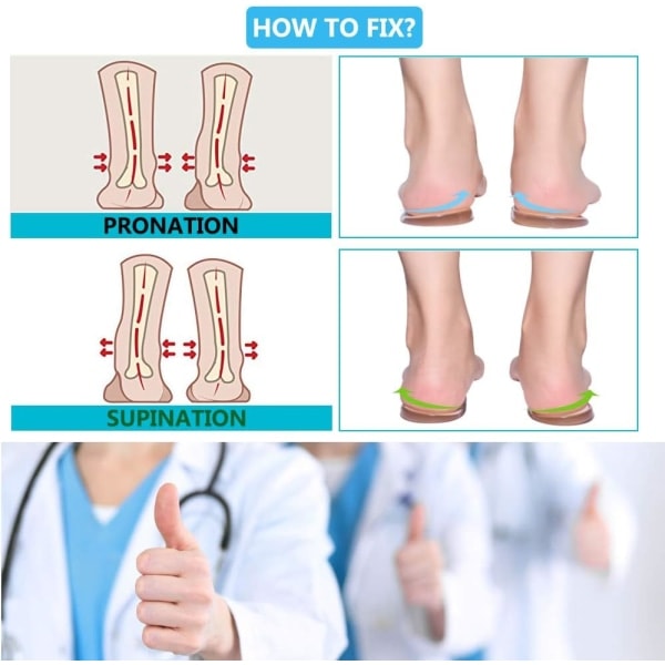 Mediale og Laterale Hælkeiler i Silikon, Korrigerende Hælindlæg, Gel-Bundede Skoindsatser til Fodjustering, Knæ Smerter