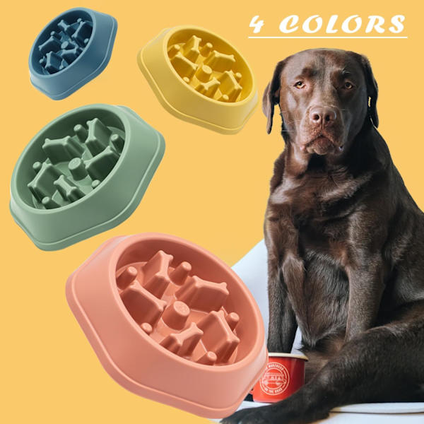 Hundskål Hundmatare Långsam Matare Skål Uppblåsthet Stoppa Mat Skål Interaktiv Pussel Hälsosam Mat Skål (Rosa)