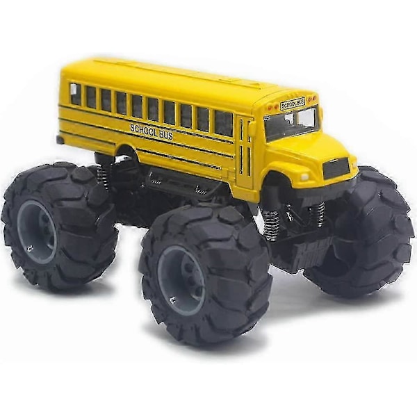 Koulubussi Monster Truck Die Cast 1:43 Keltainen Lelut Autot Mallit Metalli Vedä Takaisin Leikkiajoneuvot Lapsille