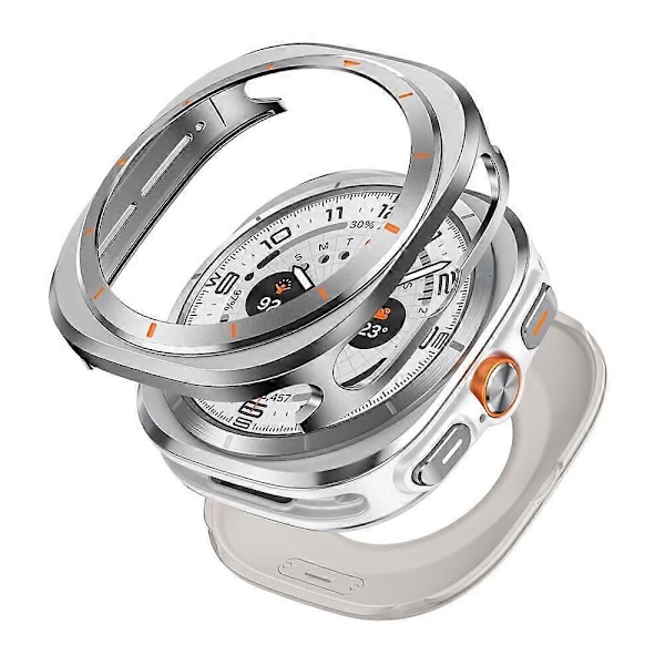 Metall PC Klockfodral För Samsung Galaxy Watch Ultra 47mm Grey Orange