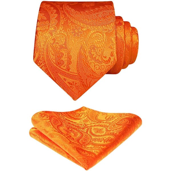 [LCS] Solid Paisley Slips for Menn Lommetørkle Håndvevd Klassisk Blomster Menns Slips & Lommetørkle Sett Bryllup