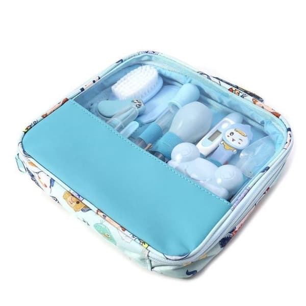 13 st/set Nyfödd Baby Barn Nagelklippare Hår Hälsovård Termometer Grooming Borstkit (Blå)