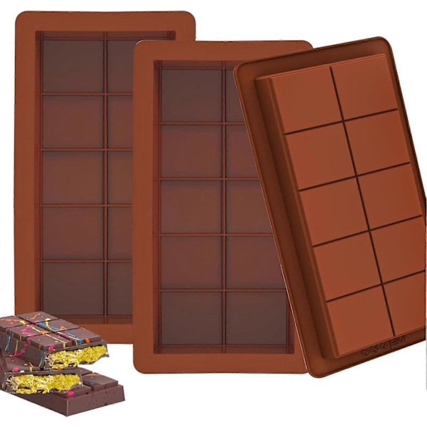Chokoladeforme Silikon Dyb, 25 x 13,5 cm Chokoladebar, Dyb Chokoladeform, til Fremstilling af Chokoladebarer, Praliner 3 PCS