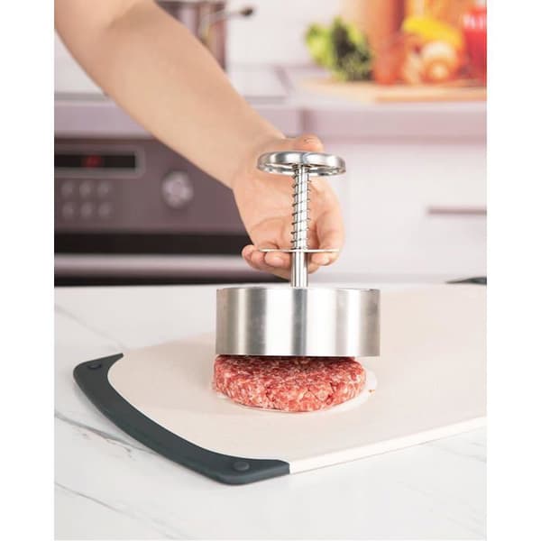 304 rustfritt stål hamburgerpanne - 11,5 cm (4,5 tommer) pattyform, tåler oppvaskmaskin