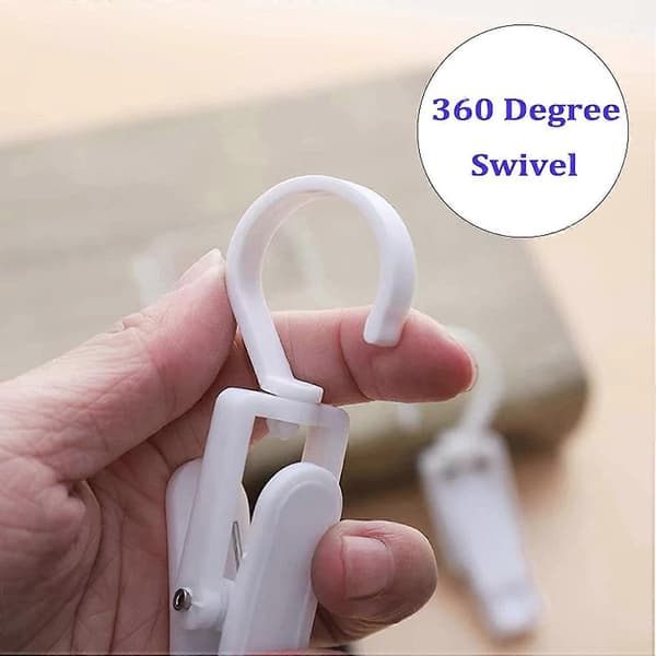 10 stk. supersterke svingbare hengekroker i plast, 10,9 cm, hvit