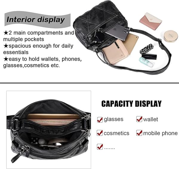 Dam Multi Pocket Casual Crossbody Bag Handväskor och Axelväskor Messenger Bag för Daglig Vattentät (Medium)