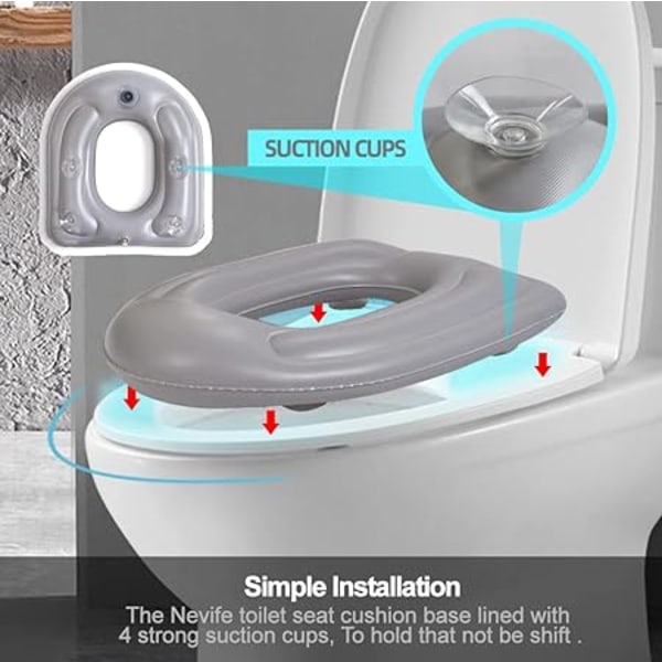 Inflatable Toilet Seat Cushion, Raised Donut Cushion, Height Adjustable Toilet Seat, PVC Commode Support Cushion for Adults, Seniors, Elderly