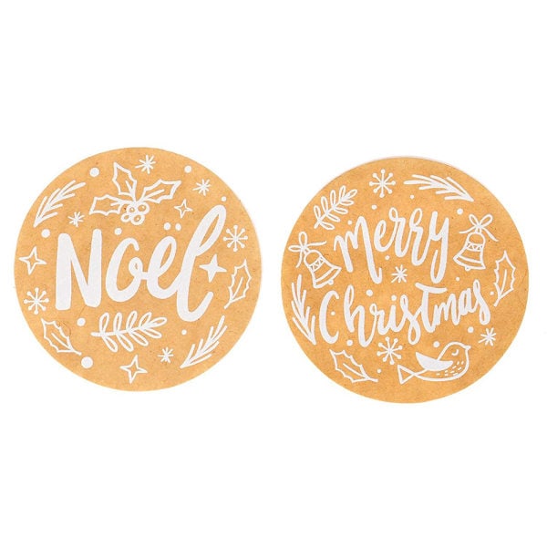 2 Ruller Kraft Glædelig Jul Stickers Ferieforseglinger Etiketter Stickers