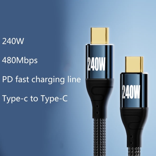 240W Type-C-kabel USB C hurtigladerkabel 48V5A strøm hurtig PD ladekabel datasynkroniseringslinje 3m