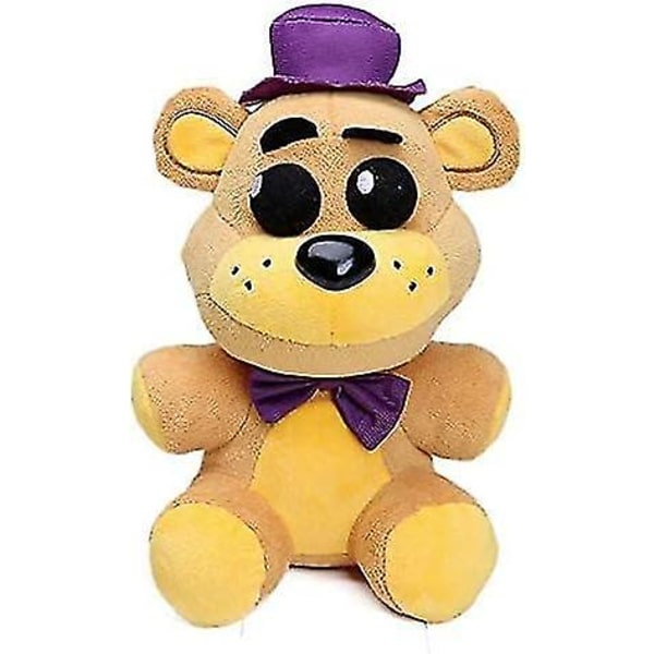 10 tuuman söpö yöpehmo - Violetti hattu Golden Freddy pehmolelut - Ihastuttava Withered Bear täytetty Fredbear Boys