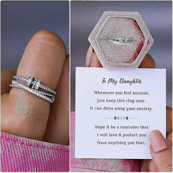 Fidget-ring för kvinnor och tonåringar - Justerbar spinnerpärla för stressreducering Gold