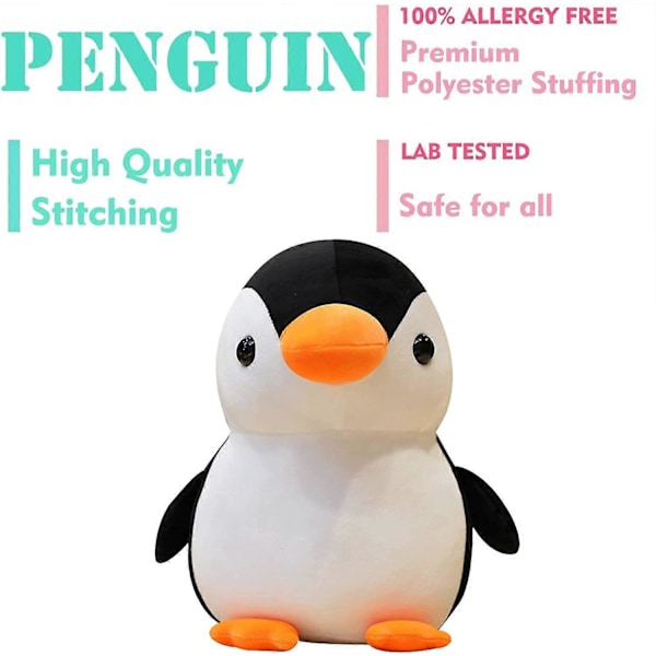 Plush-pingviinilelut, söpö pehmoeläinpehmolelu 3D-tyyny pehmeä lannetukipehmolelupehmolelulahjat lapsille (9,8 tuumaa