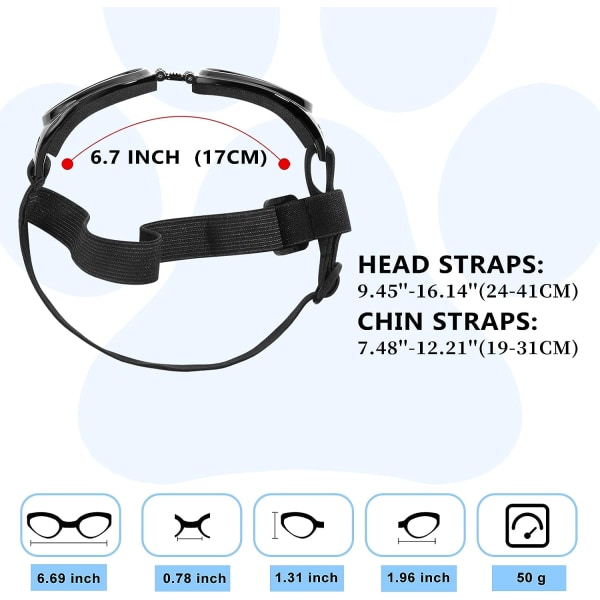 Hundesolbriller Hundebriller til hunde af mellemstor race, vindstøvtågebeskyttelse Øjenbriller til kæledyr med justerbar rem