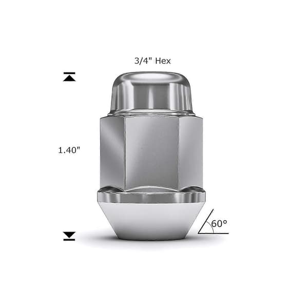 1707S-20AM Krom M12x1.50 Bomb Blind Hjulmutter, 20 Stycken (Set Om 1)