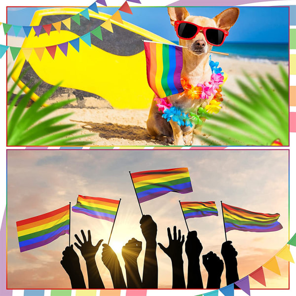 50 Pack Rainbow Pride Flag Pieni Mini Lippu Kädessä pidettävä lipputanko