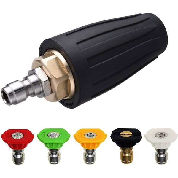 Buse turbo til højtryksrenser, roterende dyse og 5 dyser, 1/4\" lynkobling, 3600 PSI, 2,5 mm åbning