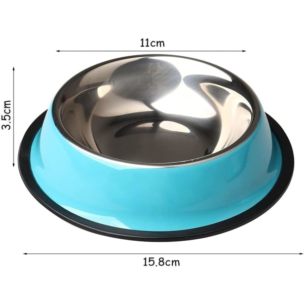 Rustfrit Stålskål til Katte, 2 stk. Skridsikker Hundeskål til Små Hunde og Katte