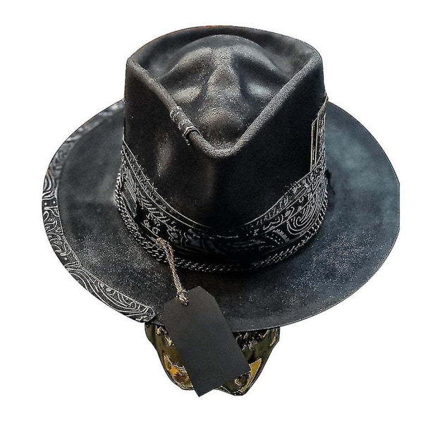 Trendy Cowboy Hat, Cowboy Hat til mænd Punk Style Western Cowboy Hat Skull Hat Fast