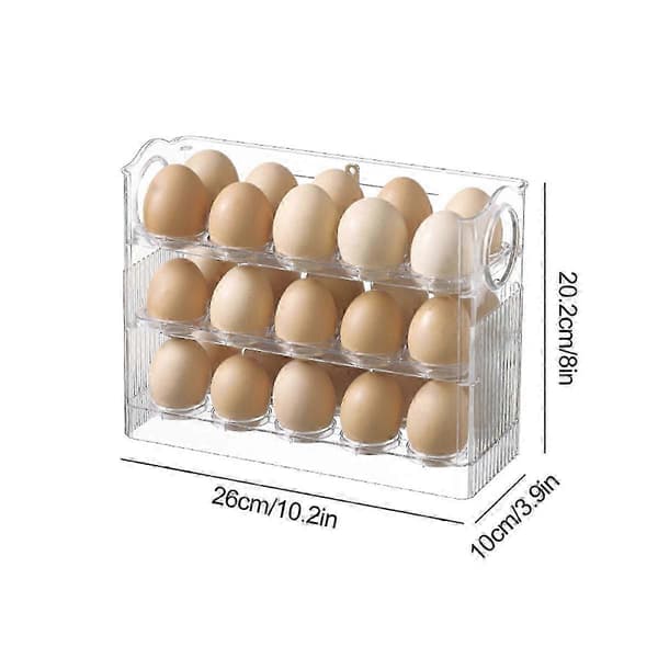 Eggbeholder for kjøleskap, eggoppbevaringsboks, 30 egg/3 lag